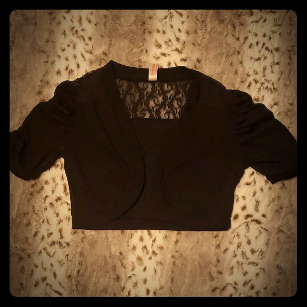 Black lace backed half jacket